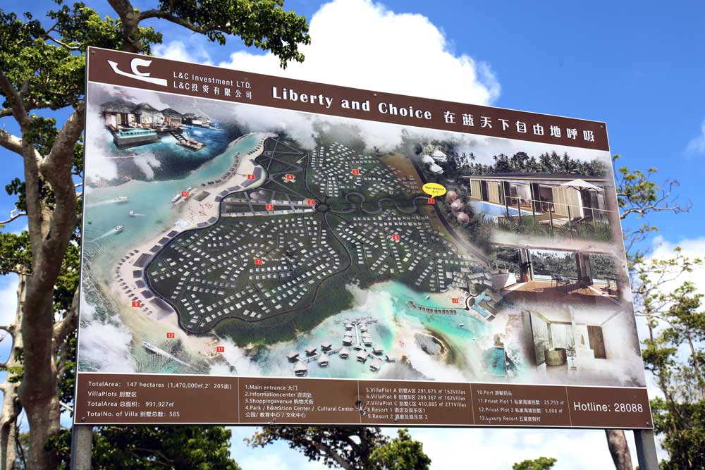 Efate island, the site of a large resort construction complex, both owned and constructed by Chinese companies. Photo: RFA