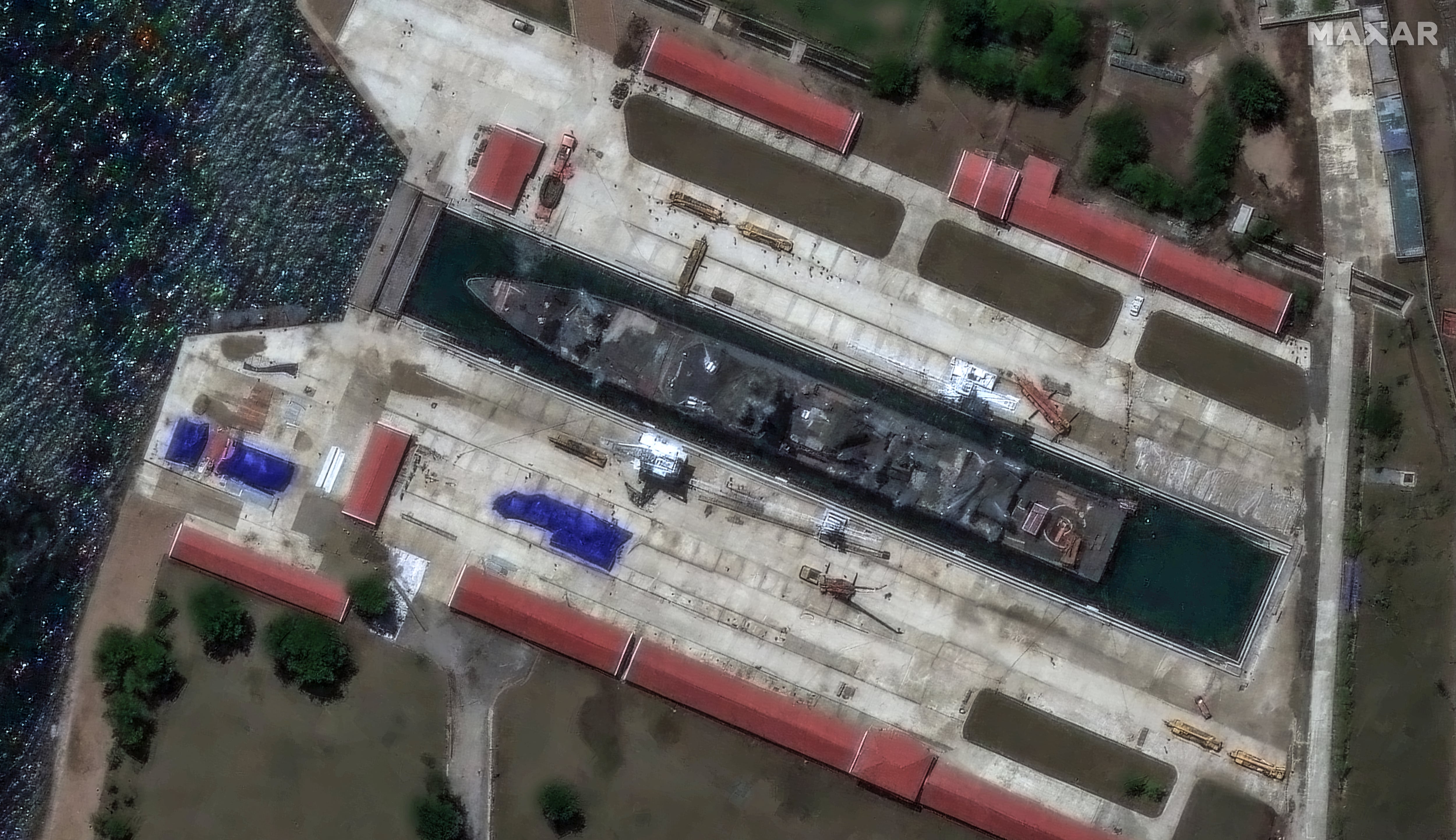 Damaged North Korea warship now in drydock near Russian border