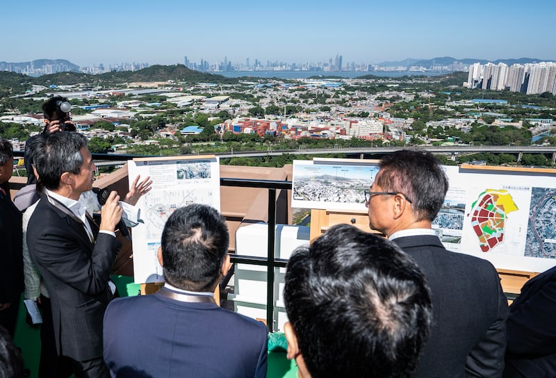 Enterprise representatives visit the Northern Metropolis area on Nov. 29, 2024 in Hong Kong.