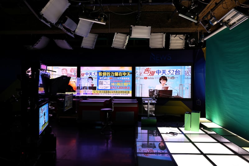 Empty recording studios are seen in the CTi station in Taipei, Taiwan, Dec. 10, 2020.